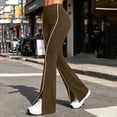 thumbnail image 2 of ZHYou No Boundarie Women's High Waist Flare Yoga Pants Side Stripe Split Stretchy Slim Athletic Bootcut Trousers,Brown,Size XL, 2 of 5
