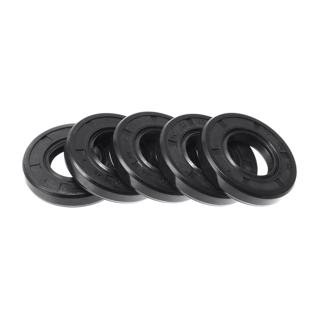 Sello de aceite universal Unique Bargains TC de doble labio con resorte de acero, anillo de sello para eje rotativo 20x40x7mm, caucho nitrilo negro de alta presión, 5 piezas