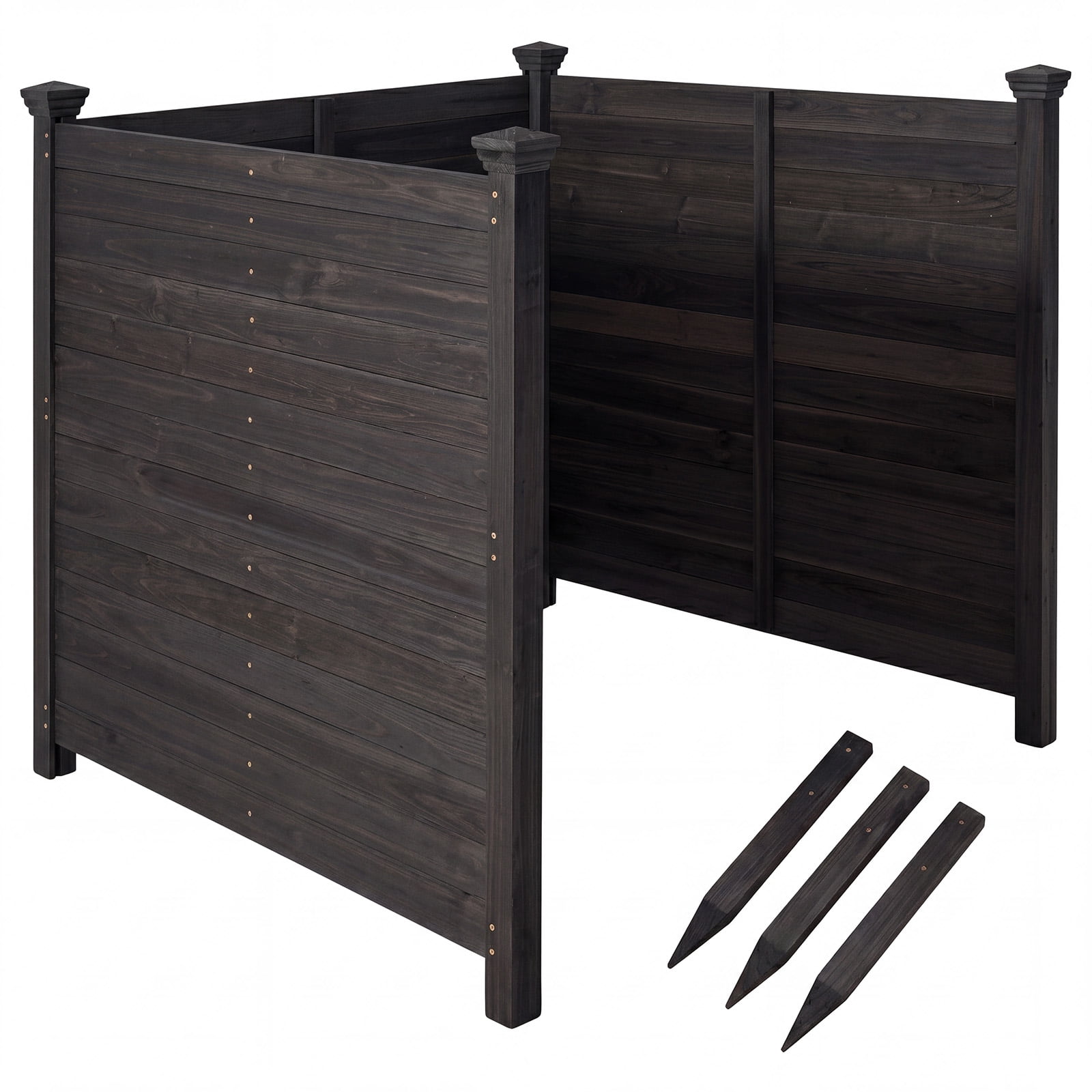 Costway Outdoor Privacy Fence, 47 x 47-Inch 3-Panel Air Conditioner Fence for Outside Black