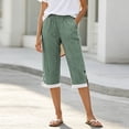 thumbnail image 5 of Noric Women's Cotton Striped Capri Pants Summer High Waisted Casual Cropped Trousers with Pockets, 5 of 7