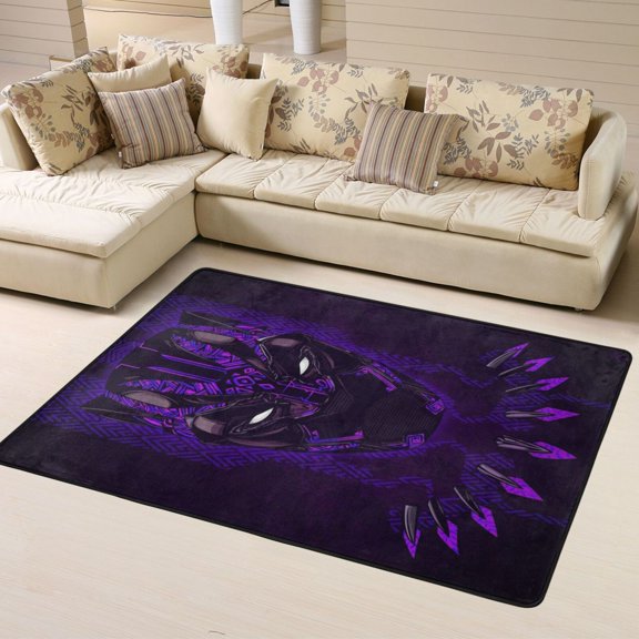 Area Rugs Soft Non-Slip Floor Mats Black Panther Carpets Doormat for Living Room Bedroom Decor 63"x48"