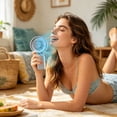 thumbnail image 6 of Lenkho Portable Rechargeable Handheld Fan, Lightweight USB-Powered Mini Fan with 3 Speed Control, Quiet Operation, Perfect for Daily Use, Travel, Camping, Office & Outdoor, 6 of 7