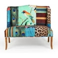 thumbnail image 4 of Maykoosh Modern Motifs Bird Collage Print Settee with Plush Velvet Upholstery, Adjustable Foot Pads, and Sturdy Wood Frame - 38� H for Vibrant Living Room or Hallway Seating, 4 of 6