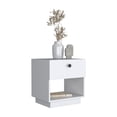 thumbnail image 3 of LiviNest Single Drawer Nightstand 19"H with Open Storage Shelf, White - Compact Bedside Table for Small Bedrooms, Bedroom Furniture, 3 of 6