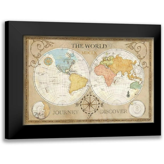 Coulter, Cynthia 14x11 Black Modern Framed Museum Art Print Titled - Old World Journey Map