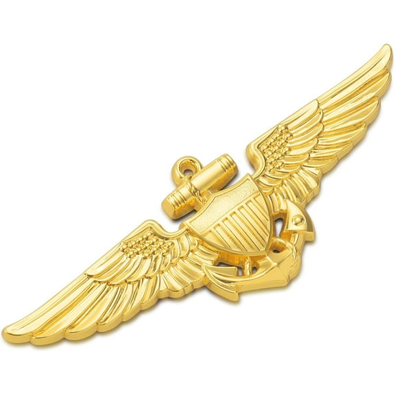 Naval Aviator Metal Decal Auto Emblem, 3D Metal Raised Car Fender Badge Decal with Strong Adhesive, Universal Combat Veteran Letters Sticker Replacement for Car