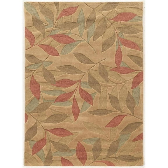 Bowery Hill Leaves Polyester 8'x10' Area Rug in Beige & Multi