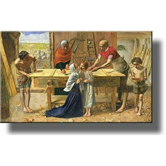 Christ in the House of His Parents 'The Carpenter's Shop' Picture on Stretched Canvas, Wall Art Décor, Ready to Hang!