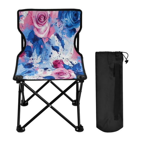YAZAOO Camping Chairs Modern Pink and Blue Roses Rrt Pattern Folding chair