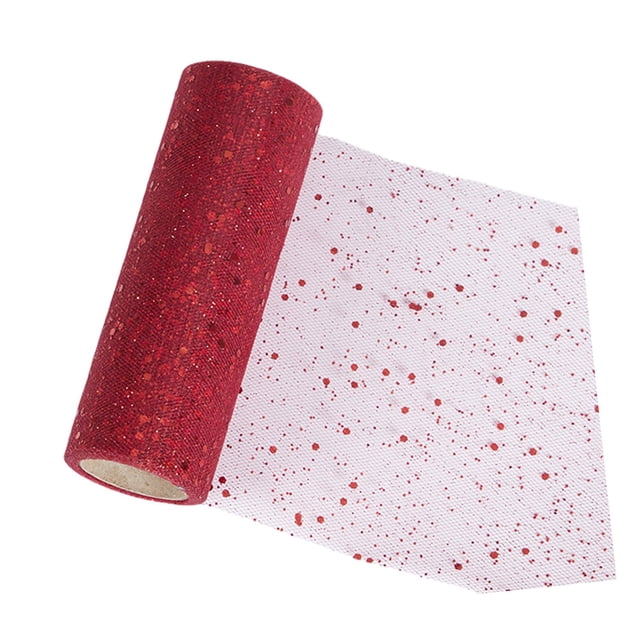 Tela de tul de malla con lentejuelas, cinta de malla de 10 yardas, tul brillante para decoraciones del Día de San Valentín, caja de regalo, telas para , borgoña mayimx cinta de malla