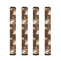 ZIATUBLE Refrigerator Door Handle Wraps 4 PCS Neoprene Fabric Kitchen Appliance Decor Handle Covers Fit Fridge Oven Prevent Smudges Food Stains Fingerprints, Coffee Brown