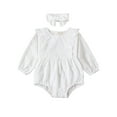 thumbnail image 1 of Diconna Combinaison Bébé Fille à Œillets Jacquard Manches Longues Col Rond + Bandeau Nœud Vêtements pour Tout-Petits, 1 of 8