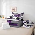 thumbnail image 6 of Homewish Modern Geometric 7-Piece Bedding Comforter Set,Patchwork Square King Bedding Sets,Purple White Gray Bed Sheets For Men Women,Breathable Home Decor, 6 of 8