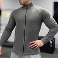 thumbnail image 4 of Long Sleeve Jackets for Men with Pockets Zip-Up Mock Neck Coats Mens Casual Solid Color Stretchy Slim-Fit Breathable Athletic Workout Outerwear Jacket, 4 of 5