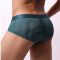 thumbnail image 5 of USNSM Men's Solid Color Large Mesh Comfortable Breathable Low Rise Wide Belt Boxer Briefs Soft Stretch Trunks Blue L, 5 of 6