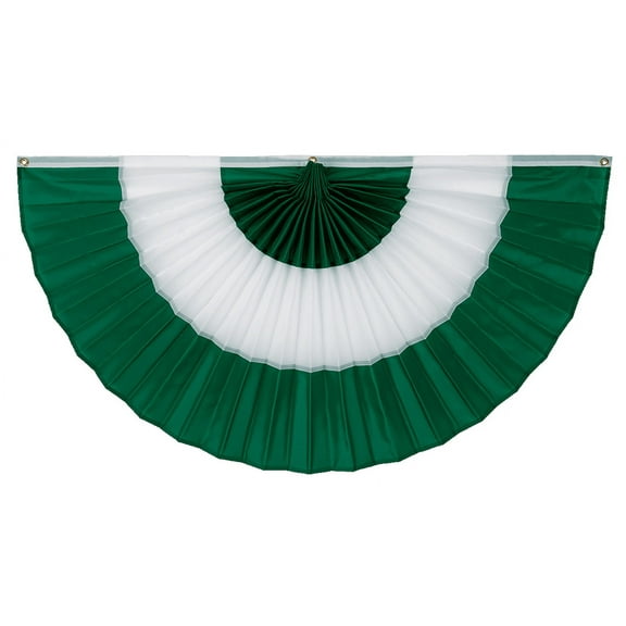 St. Patrick’s Day Pleated Fan By Old Glory Bunting– 2' x 4' Nylon Irish Flag Bunting! Fully Sewn Green & White 3 Stripe Fan Flag Bunting Banner. Pleated Fans Made in The USA!
