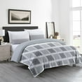 thumbnail image 2 of Delara GOTS Certified 100% Organic Cotton Check Reversible Print Duvet Cover and Sham Set of 2, King 108"X92", Grey, 2 of 7