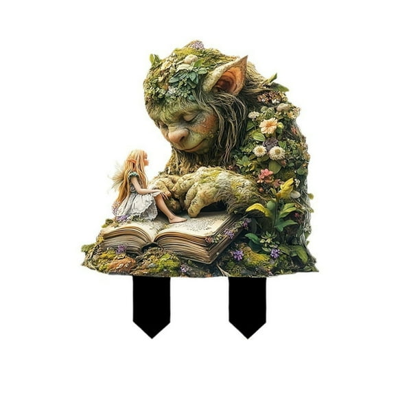 Binwennn 2D Tree Garden Stake Acrylic Yard Sign Meditation Fairy Stakes For Outdoors Garden Decoration Easter Cards for Kids Pack Pool Signs Outdoor Large Garden Flag Holder Stand Memorial for Husband