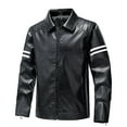 thumbnail image 1 of DecSea Veste Décontractée pour Hommes Col Montant Ajustée en Faux Cuir Veste de Motard, 1 of 7