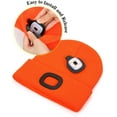 thumbnail image 3 of Morttic LED Beanie Hat with Headlight, Unisex USB Rechargeable 4 LED Knitted Cap, Winter Warm Headlamp Beanie Hat for Men Women Gifts (Orange), 3 of 7