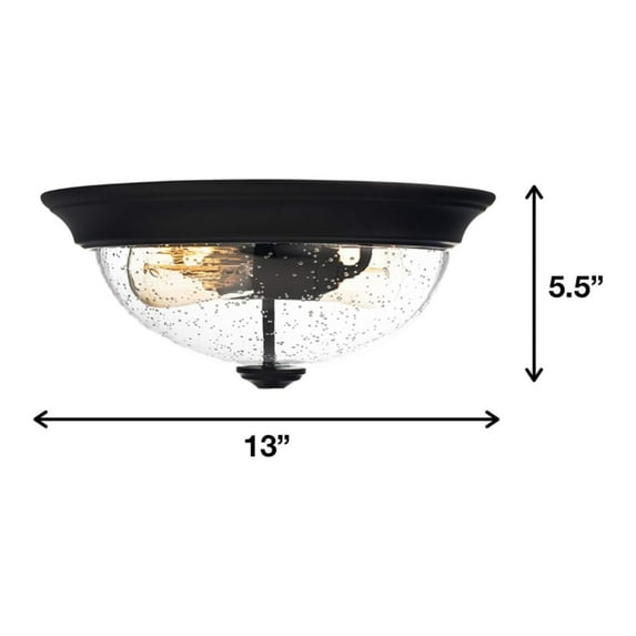 Open Box Prominence Home 13” Flush Mount Seeded Ceiling Light, Madalyn, 51381-31, Bronze