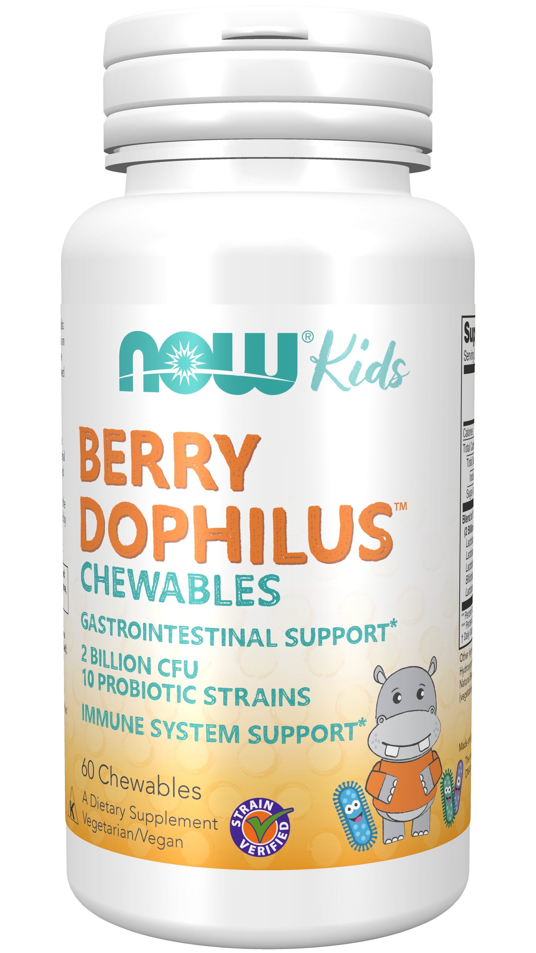 NOW Supplements, BerryDophilus™ Kids, 60 Chewables, Packaging May Vary