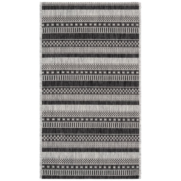 SAFAVIEH Courtyard Xzavier Striped Indoor/Outdoor Area Rug, Black/Grey, 2' x 3'7"