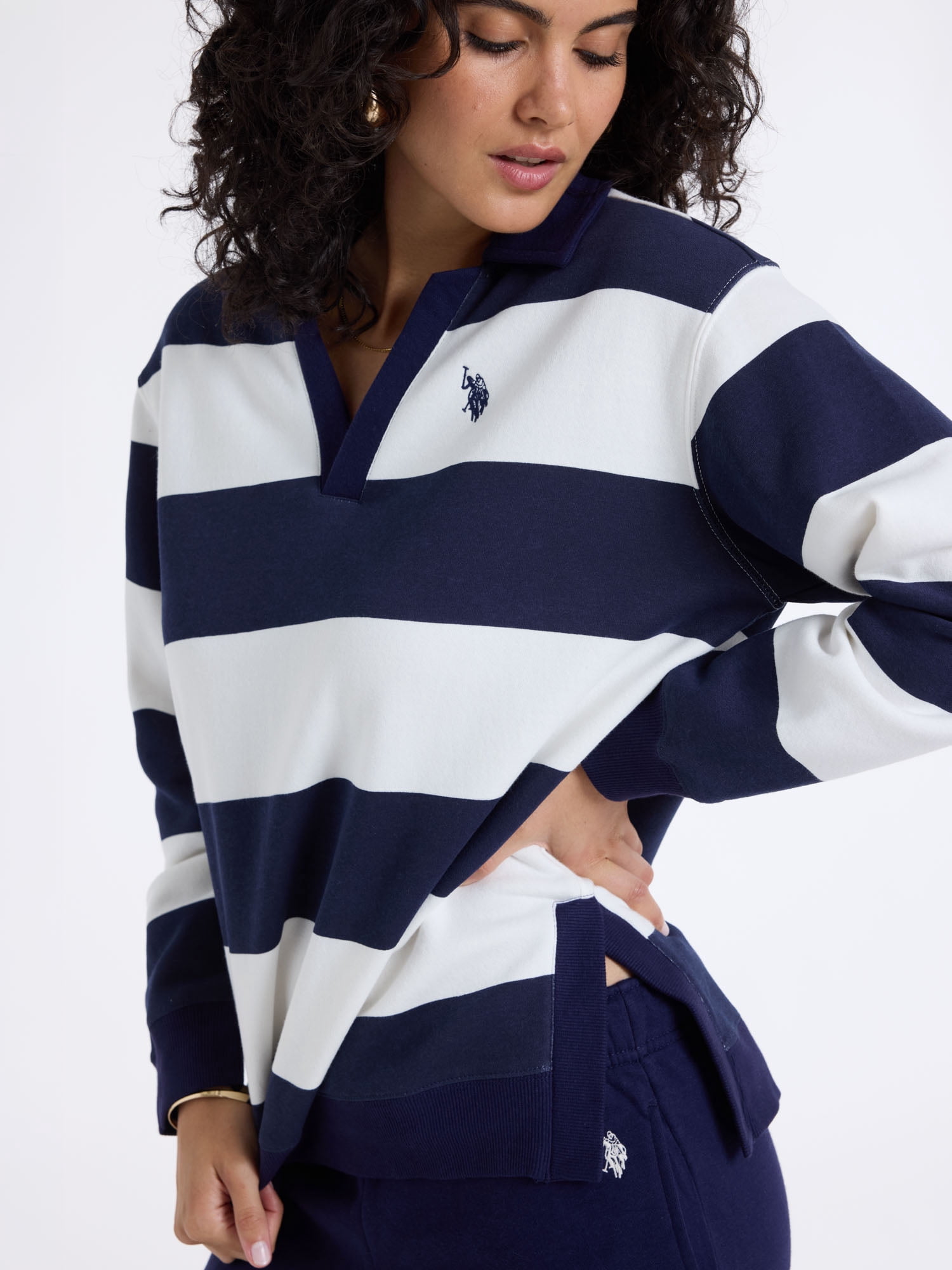 U.S. Polo Assn. Women's Fleece Rugby Henley Popover, Sizes XS-XL