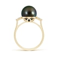 thumbnail image 2 of Angara Tahitian Cultured Pearl Ring with Trio Diamonds in 14K Yellow Gold for Women | June Birthstone Jewelry for Her, 2 of 8