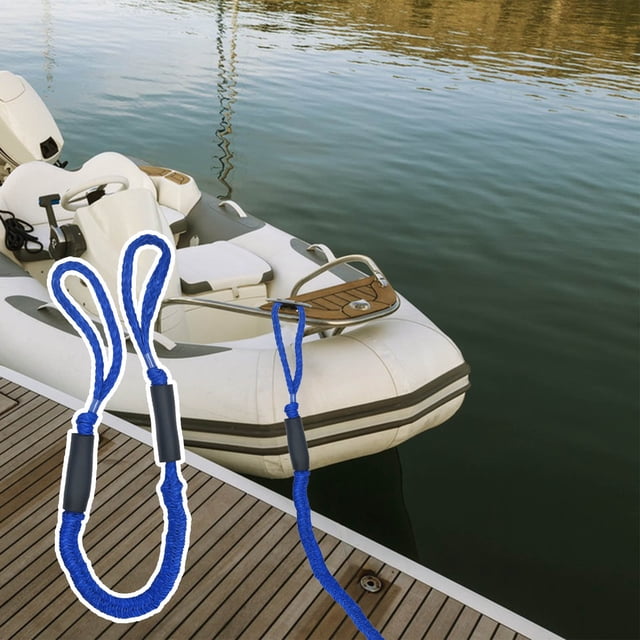Bungee Dock Lines for Boats 4 ft Heavy-Duty Elastic Mooring Rope with Loops Stretching to 5.5 ft