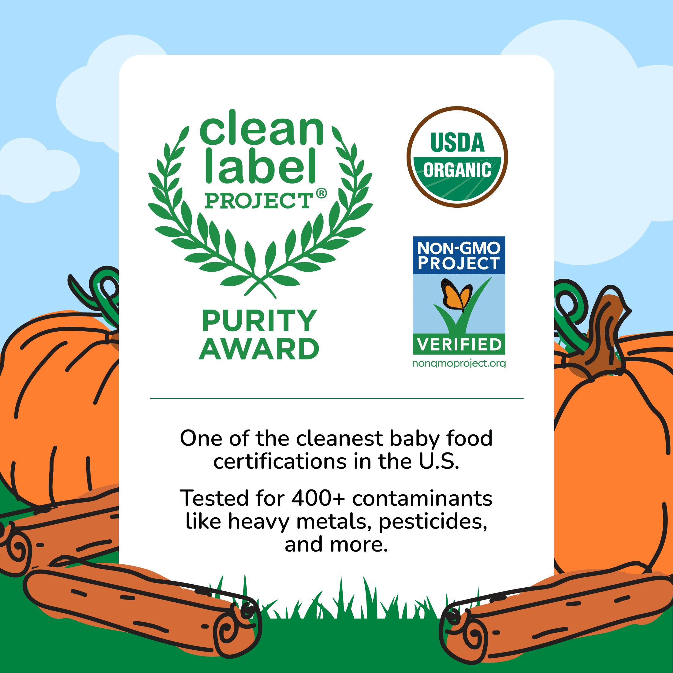 Little Brainiac Organic Fruit & Veggie Baby Food Pouch with Omega-3s, Apple Pumpkin Cinnamon, 3.5oz, 6ct