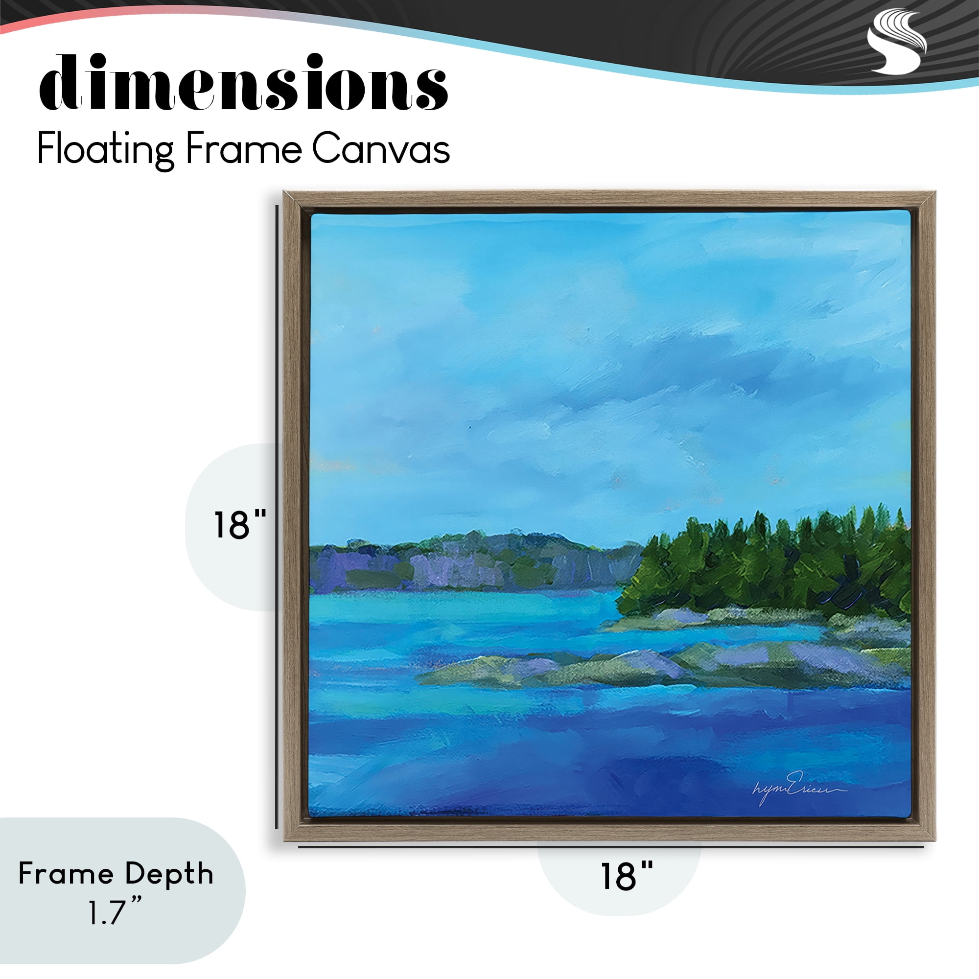 Stupell Industries Tranquil Blue Cove Brown Framed Floater Canvas Wall Art, design by Lynn Ericson Fine Art
