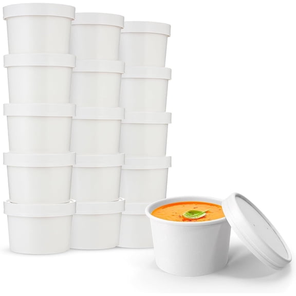 MT Products Paper Soup Cups - 8 oz. Hot Food or Cold Ice Cream Cups - Pack of 250