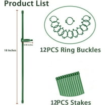 PATLOLLAV 12 Pcs Adjustable Plant Support Stakes Garden Single Stem Support Stake Plant Cage Support Rings with Plant Clips and Connect Pipe for Orchid Rose Tomato,18 Inch