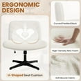 thumbnail image 6 of RONG-3 Wide Criss Cross Legged Office Desk Chair with No Wheels, Vanity Comfy Swivel Computer Chairs for Home Office Reading Makeup, Beige, 6 of 9