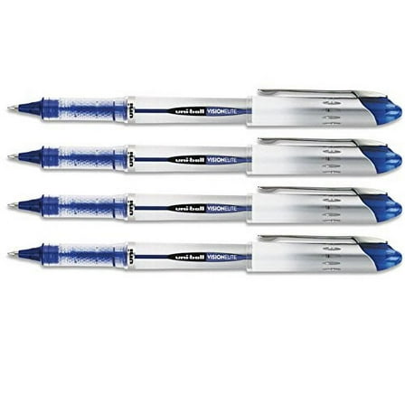 uniball Vision Elite Roller Ball Pen,Blue Ink, Bold 4 Pens Per Order (69024)