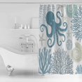 thumbnail image 4 of Small Stall Shower Curtain 36x78 Inch Narrow Half Size Teal Blue Octopus Coastal Bath Curtains Bathroom Decor Nautical Coral Starfish Waterproof Fabric Shower Curtain Set with Hooks 36 Inch, 4 of 6