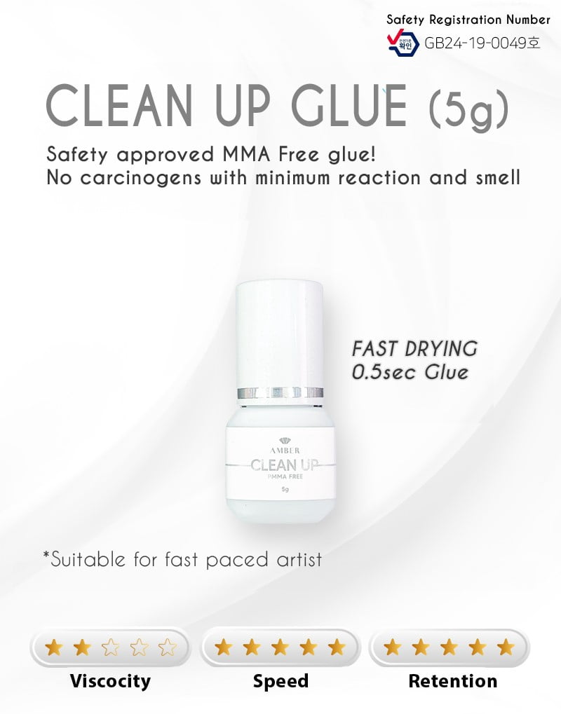 Amber Lash Clean Up Glue 5g [MMA Free, Safe, Fast Curing Speed of 0.5 Seconds] for Eyelash Extension