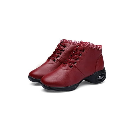 

Ymiytan Women s Dance Sneakers Lace Up Walking Shoe Split Sole Jazz Shoes Athletic Breathable Comfort Air Cushion Red-2 8