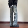 thumbnail image 5 of Styesk Men's Pants Man Loose Straight Barrel Pattern Jeans Pockets Drawstring Jeans, 5 of 5