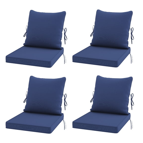 STARY Outdoor Deep Seat Cushions for Patio Furniture, 24"x24" Replacement Sectional Cushions for Outdoor Sofa, Armchair, 8 Pieces, Blue