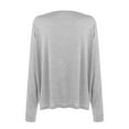 thumbnail image 4 of Lyinloo Women'S Loose One-Word off-Shoulder Button Long-Sleeved T-Shirt top, 4 of 5