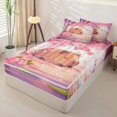 thumbnail image 2 of Manfei Cute Capybara Zipper Twin Comforter Sets with Fitted Sheet and 2 Pillowcases,Lovely Flowers Zipper Bedding Set,Purple Pink,Pink Reversible,4pcs, 2 of 8