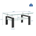 thumbnail image 2 of QJTC Table Basse Rectangulaire en Verre avec Tablette de Rangement, Table Basse Transparente avec Pattes en Métal Noir pour Salon, 2 of 10