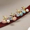 thumbnail image 2 of Pendientes de tuerca de concha de estrella de mar a la moda para mujeres y niñas, pendientes pequeños de perlas de imitación de estrella de mar, accesorios de joyería para bodas y banquetes Gao Jinjia LED, 2 of 2