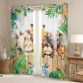 thumbnail image 2 of Manfei Elephant Lion Monkey Giraffe Blackout Curtains Set of 2 (52x84 Each),Woodland Animal Window Curtains,Chic Flower Curtains and Drapes,Ultra Soft Wildlife Room Decor, 2 of 6