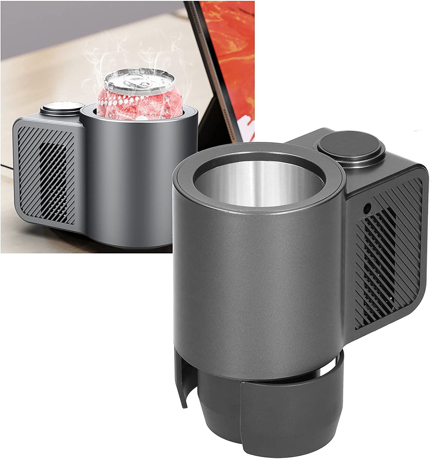 Car Cup Cooler 12V  Mug Holder Dark Gray Quick Cooling Refrigerator for Drinks