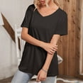 thumbnail image 6 of Xihbxyly Plus Size Blouses for Women, Womens Oversized Cold Shoulder Blouse Short Sleeve V Neck Tops Casual Summer Shirt Tops Soft Loose Tops, 6 of 7