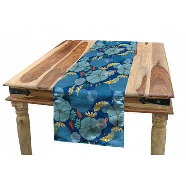 Floral Table Runner, Doodle Flowers Bohemian Spring Bloom Spring Season, Dining Room Kitchen Rectangular Runner, 3 Sizes, by Ambesonne