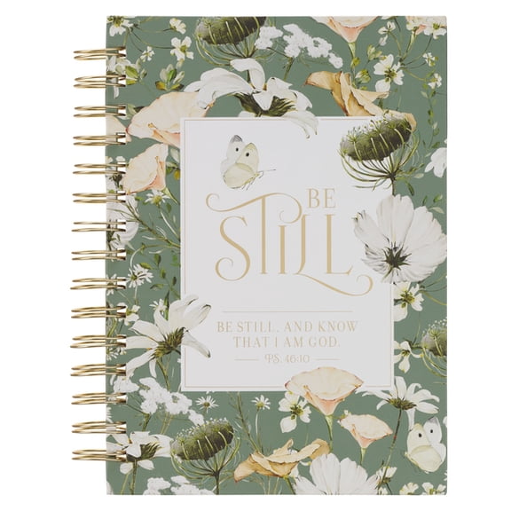 Christian Art Gifts Inspirational Journal, Be Still Wide Ruled Notebook, Psalm 46:10 Bible Verse, Green, 192 Lined Pages, (Spiral-Bound)
